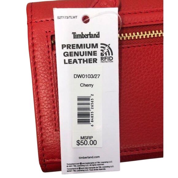NWT TIMBERLAND Red Genuine Leather Women's Wallet No Flaws PRICE FIRM - Picture 10 of 12